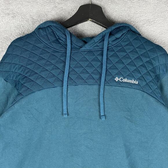 Columbia Hoodie Pullover Mens Large Blue Quilted Hood Outdoor Activewear AM5304 - Picture 2 of 16